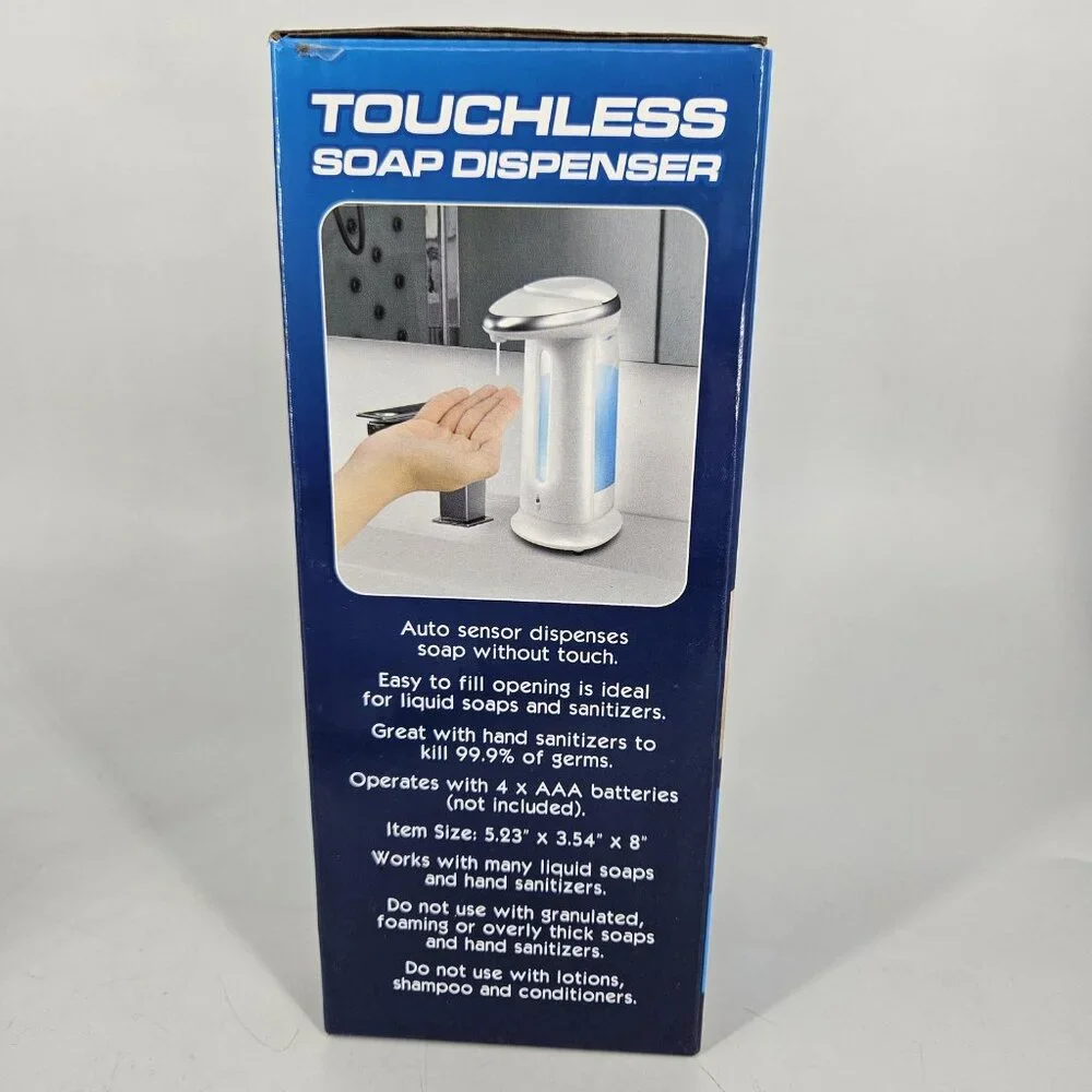 Touchless Hands Free Soap Sanitizer Dispenser White Auto Sensor Lights Up Bath